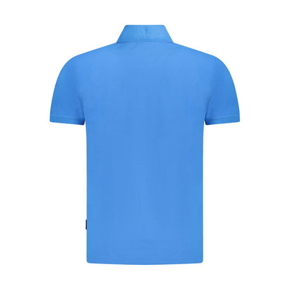 Blue Cotton Men Polo Shirt