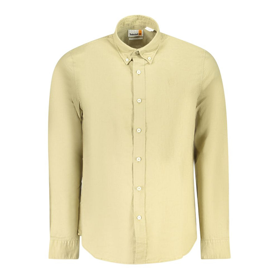 Beige Cotton Men Shirt