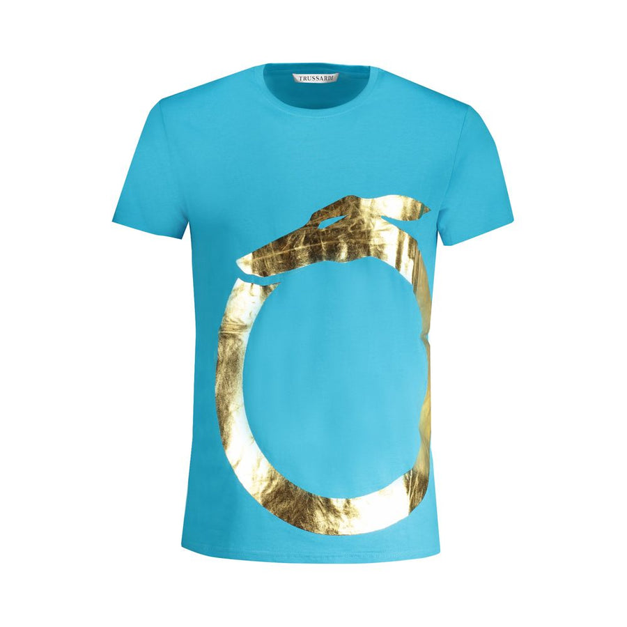 Light Blue Cotton Men T-Shirt