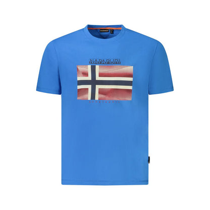 Blue Cotton Men T-Shirt