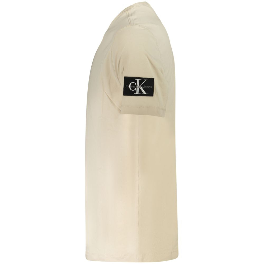 Beige Cotton Men T-Shirt