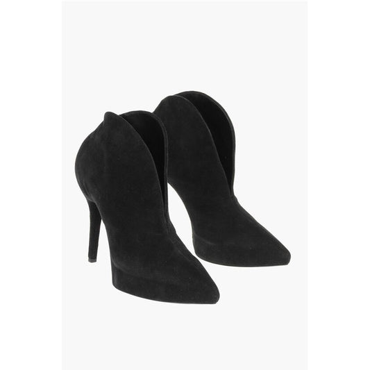 Suede Booties with Front V Design 11cm