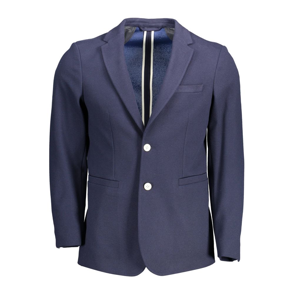 Blue Cotton Men Jacket