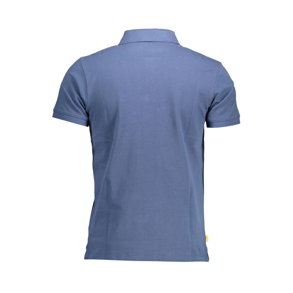 Blue Cotton Men Polo Shirt