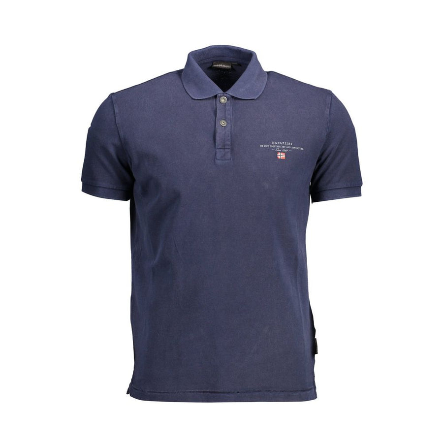Blue Cotton Men Polo Shirt