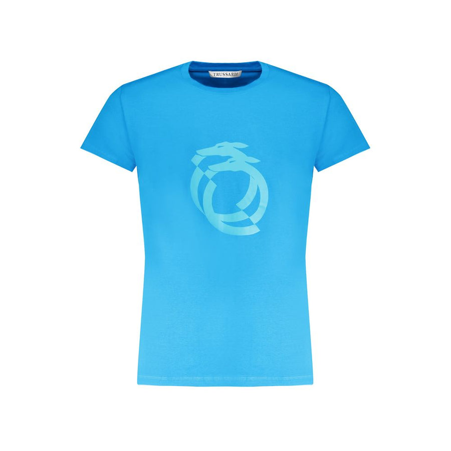 Light Blue Cotton Men T-Shirt