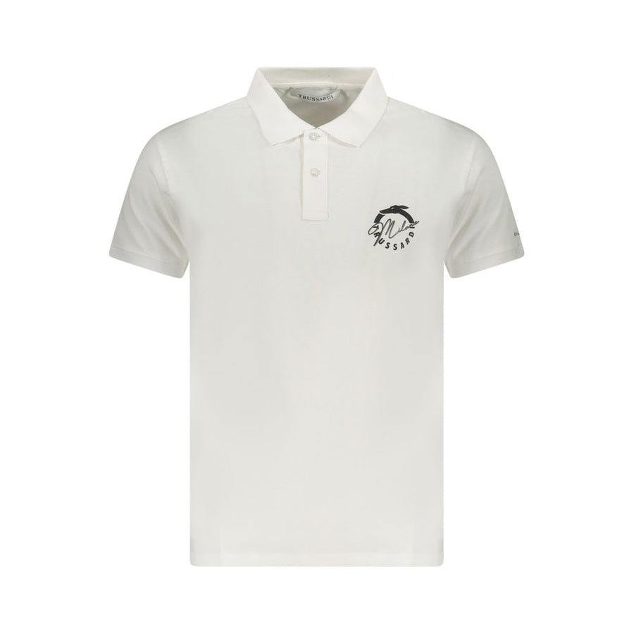 White Cotton Men Polo Shirt