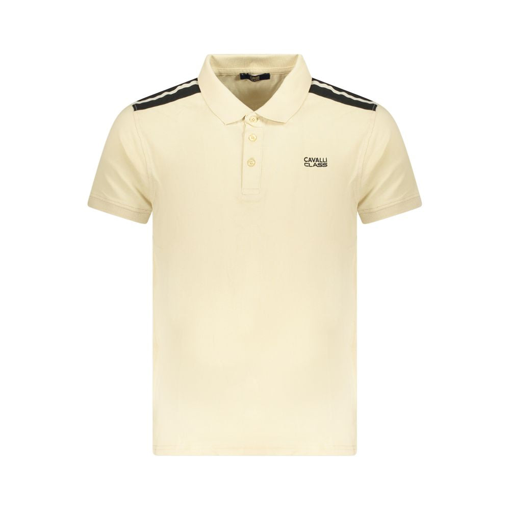 Beige Cotton Men Polo Shirt