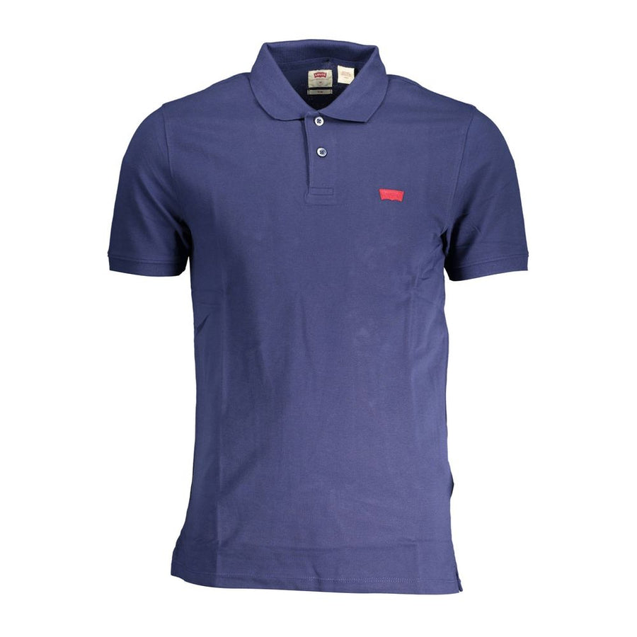 Blue Cotton Men Polo Shirt