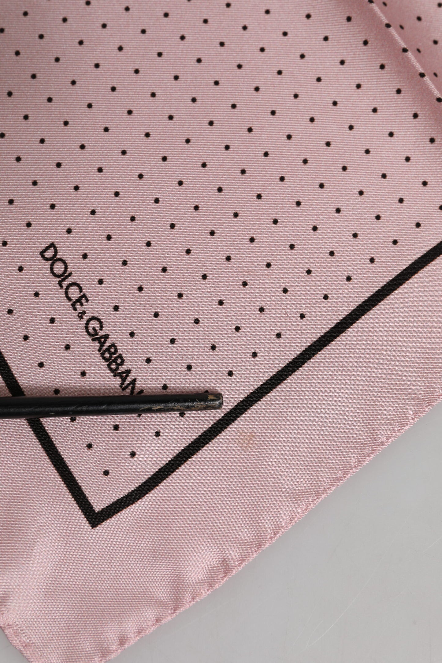 Beige Dotted Silk Square Men Foulard Scarf