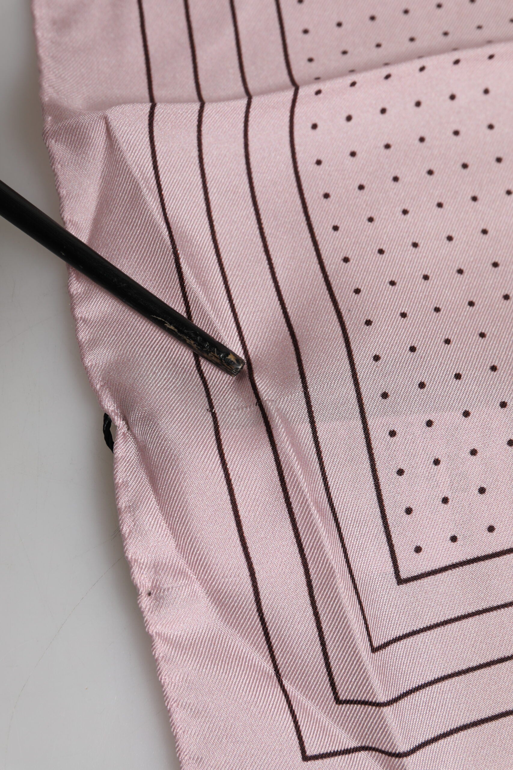 Beige Dotted Silk Square Men Foulard Scarf