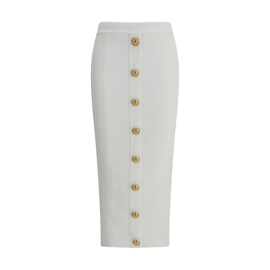 White Viscose Midi Skirt