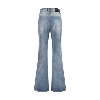 Blue Cotton Flared Jeans