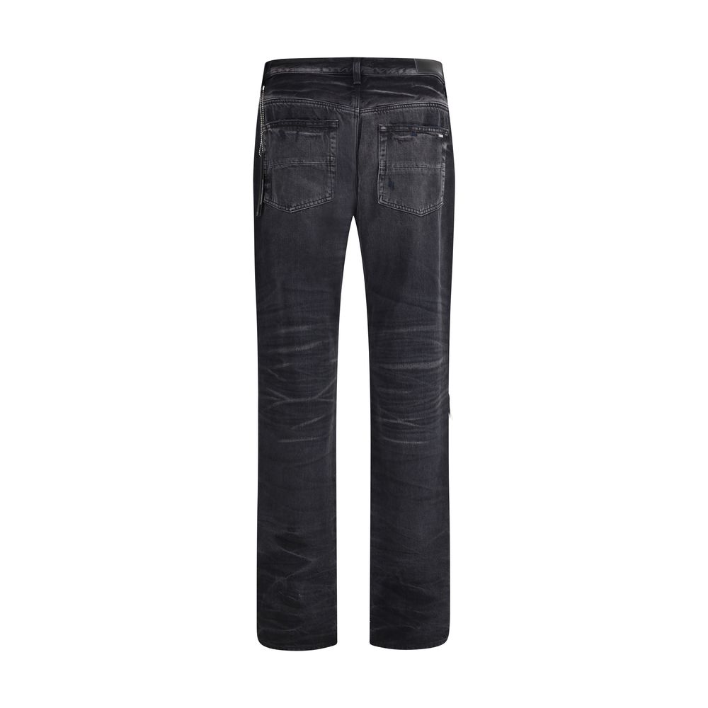 Black Cotton Straight-Leg Jeans