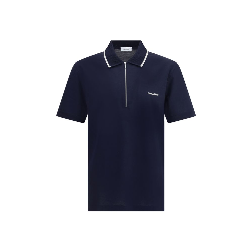 Blue Cotton Polo Shirt