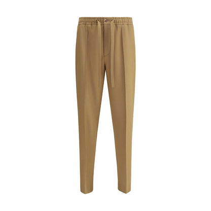 Brown Polyester Casual Pants