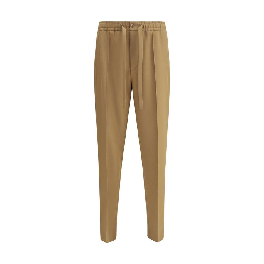 Brown Polyester Casual Pants