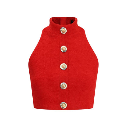 Red Fleece Wool Top