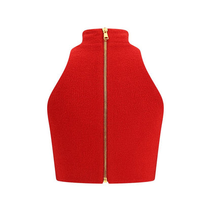 Red Fleece Wool Top
