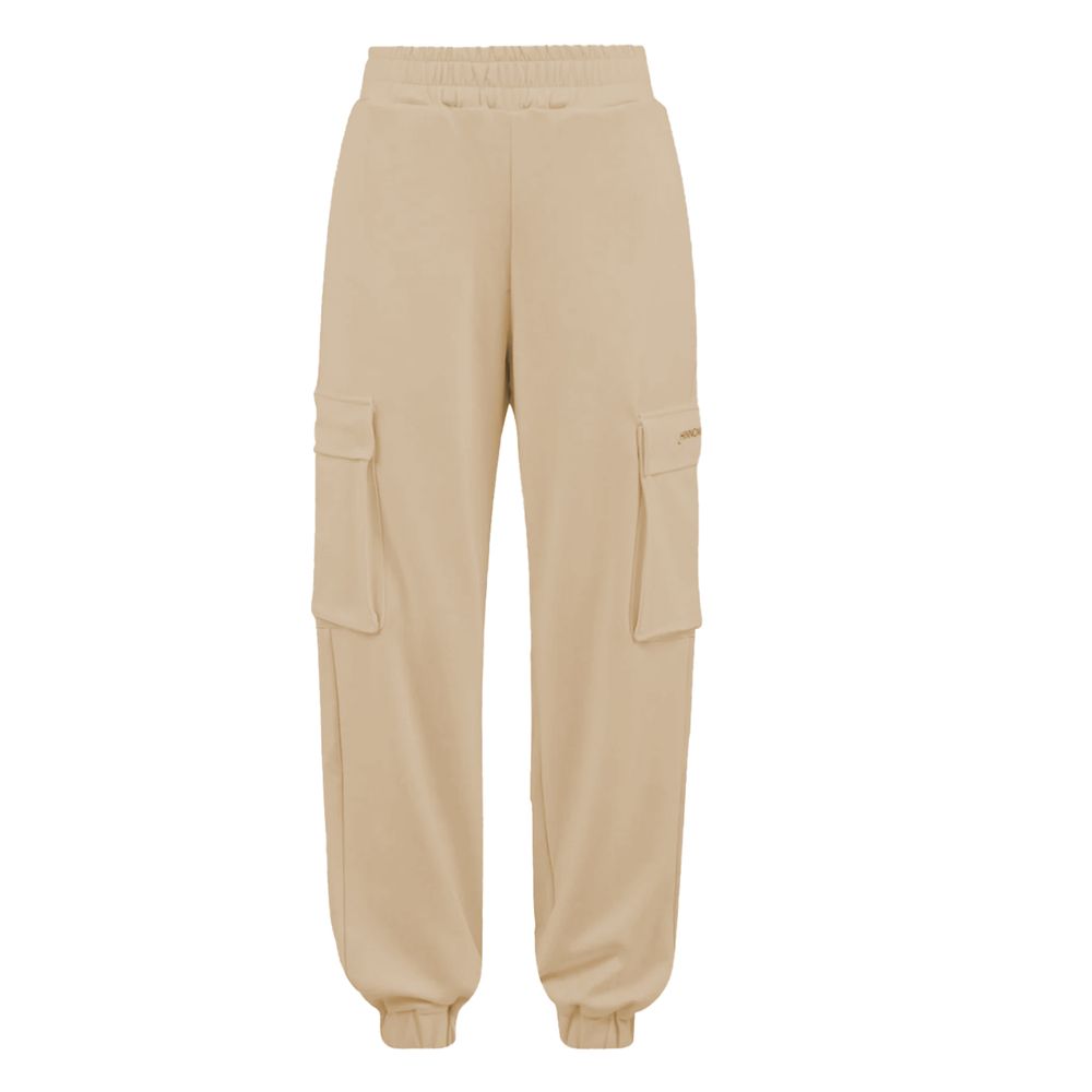 Beige Polyester Women Pants