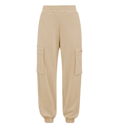 Beige Polyester Women Pants