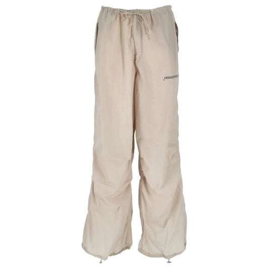 Beige Nylon Women's High-Waisted Trouser