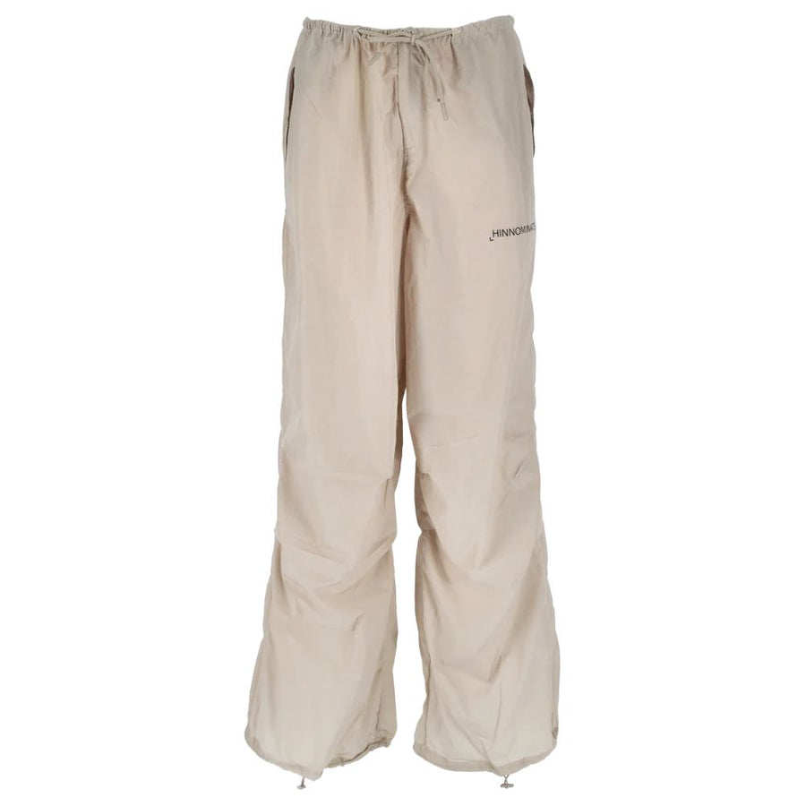 Beige Nylon Women's High-Waisted Trouser