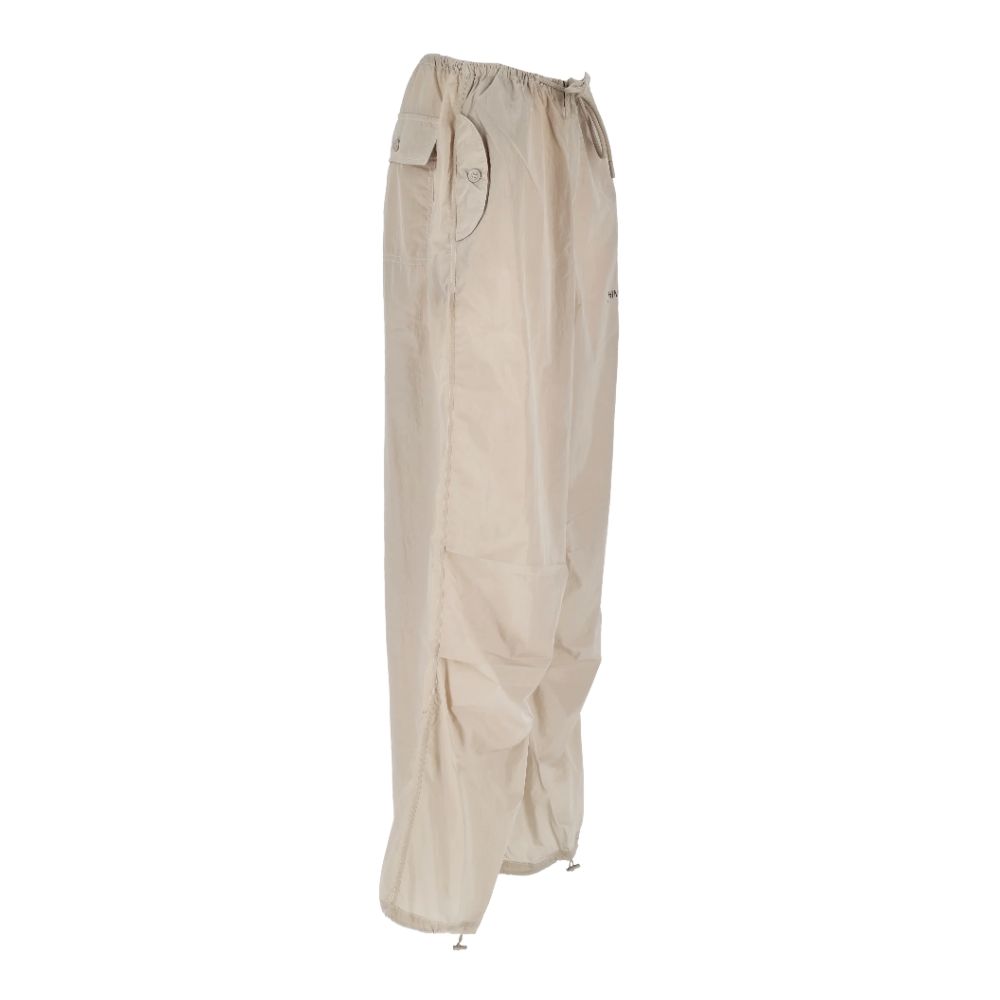 Beige Nylon Women's High-Waisted Trouser