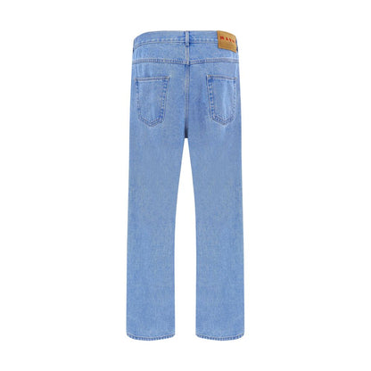 Light Blue Cotton Straight-Leg Jeans