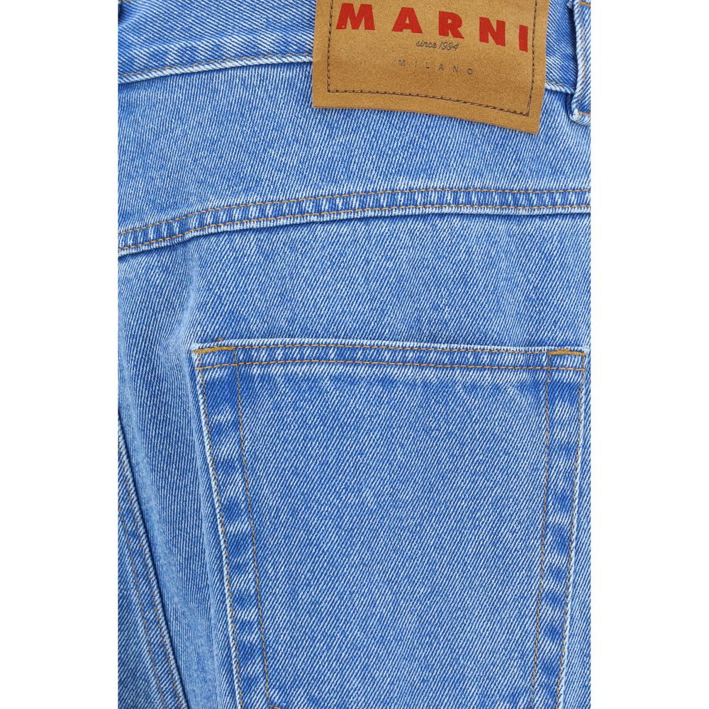 Light Blue Cotton Straight-Leg Jeans
