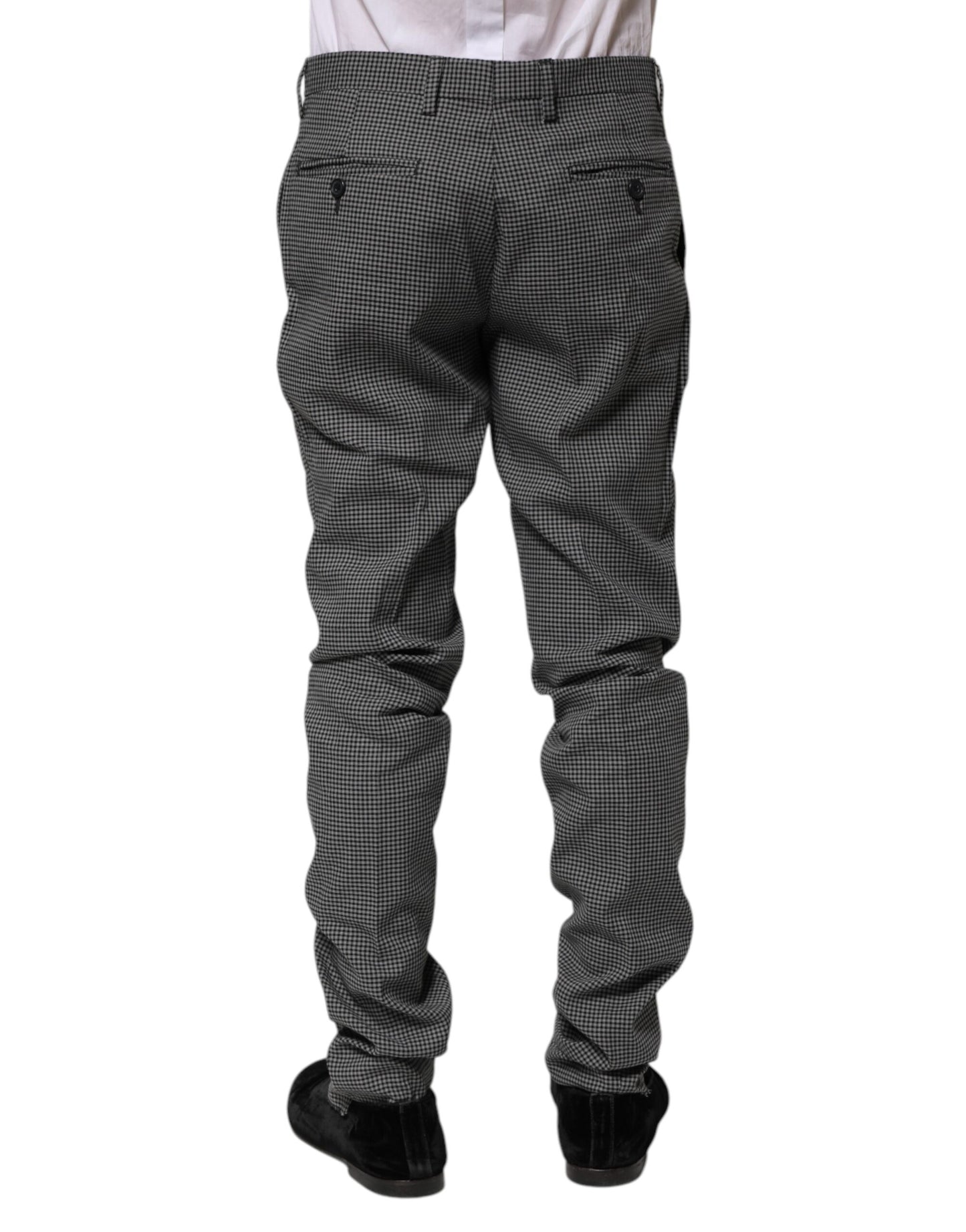 Black White Checkered Tapered Dress Pants