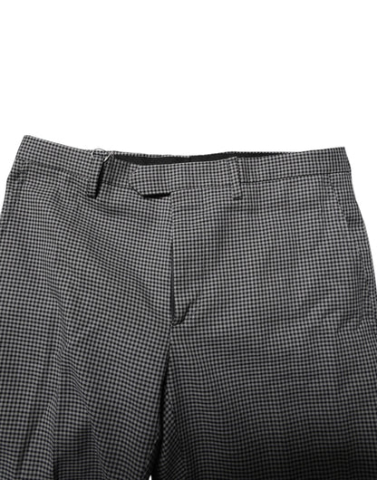 Black White Checkered Tapered Dress Pants