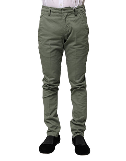 Green Mid Waist Skinny Fit Casual Pants