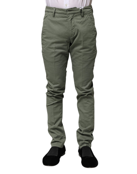 Green Mid Waist Skinny Fit Casual Pants