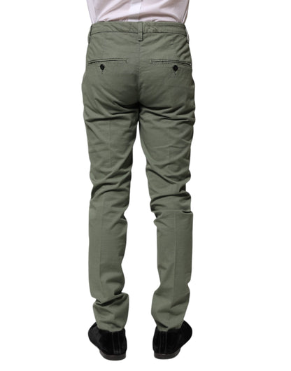 Green Mid Waist Skinny Fit Casual Pants