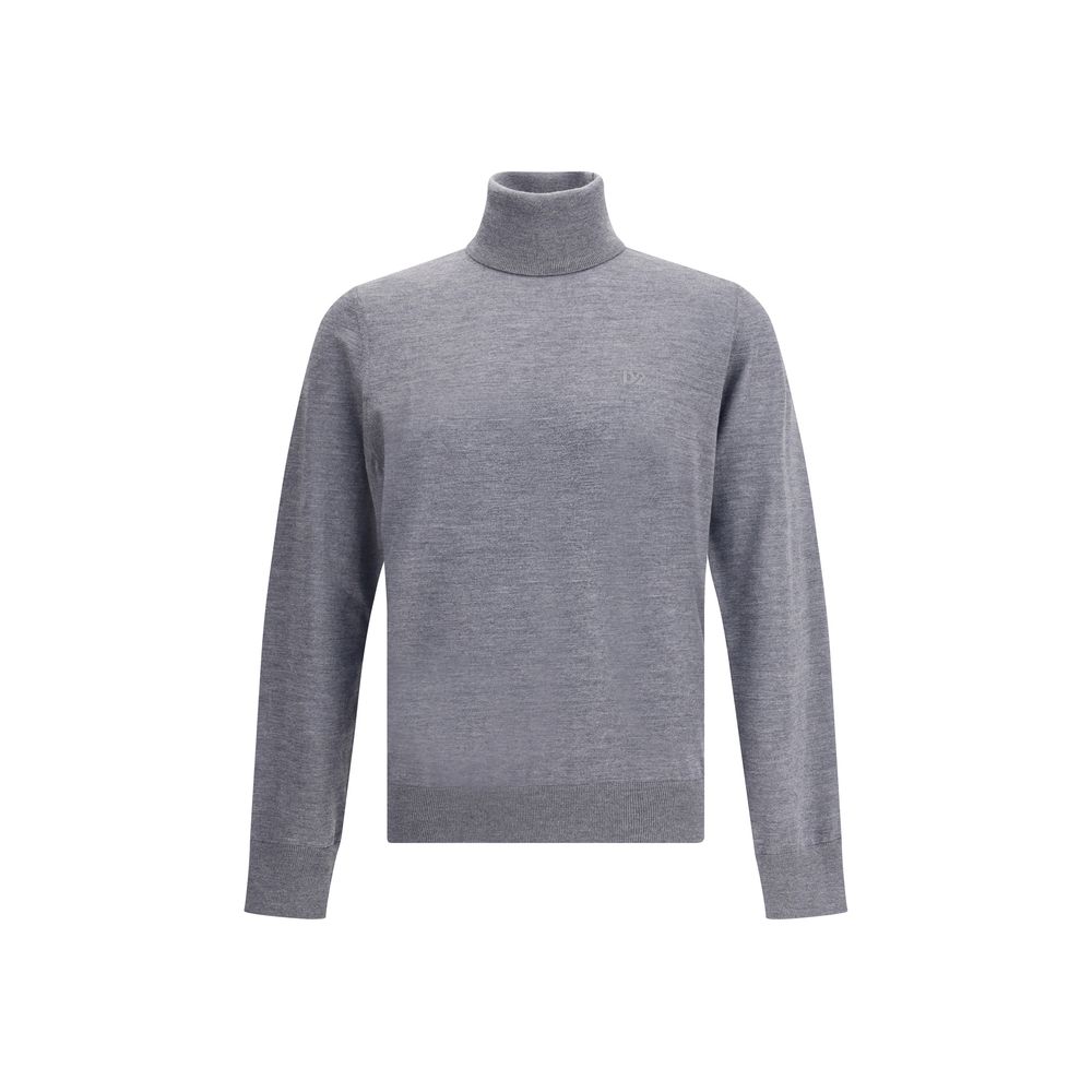 Gray Fleece Wool Turtleneck