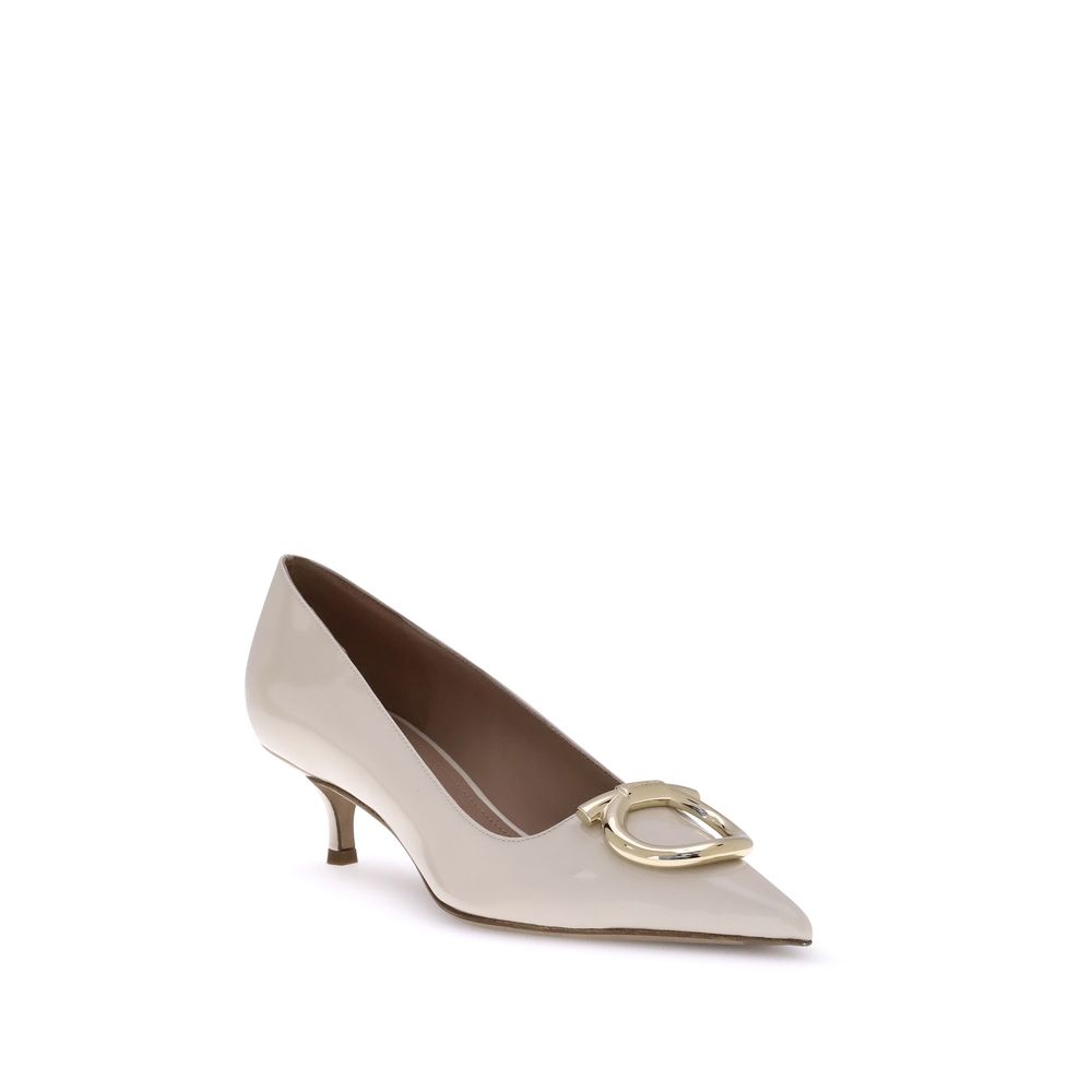 Cream Calf Leather Bos Taurus Mid Heel Pumps