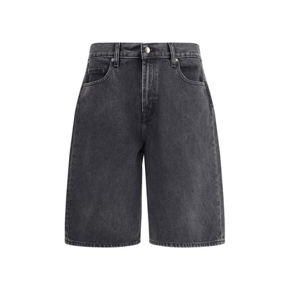 Black Cotton Bermuda Shorts
