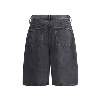 Black Cotton Bermuda Shorts