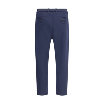 Blue Polyester Casual Pants