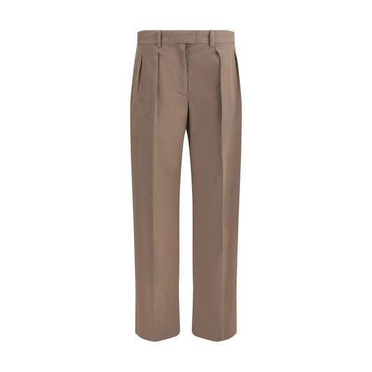 Beige Cotton Casual Pants