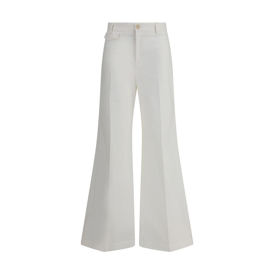 White Cotton Flared Pants