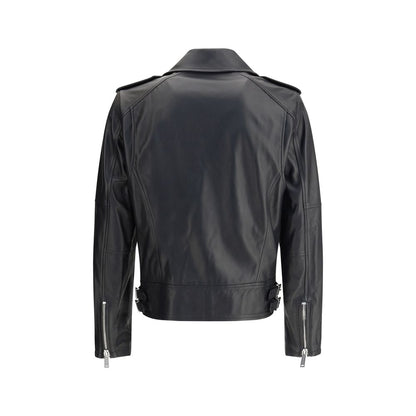 Black Calf Leather Bos Taurus Biker Jacket