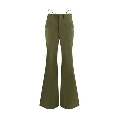 Green Cotton Flared Pants