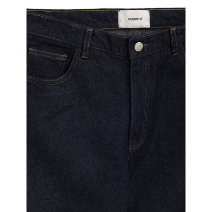 Blue Cotton High-Waisted Jean