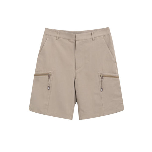 Beige Cotton Cargo Shorts