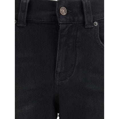 Black Cotton Bootcut Jeans