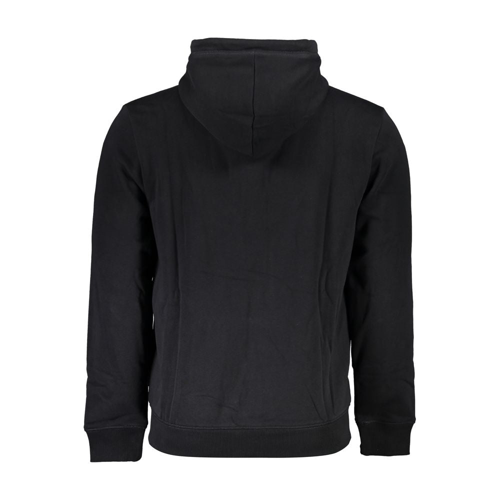 Black Cotton Men Sweater with Hood