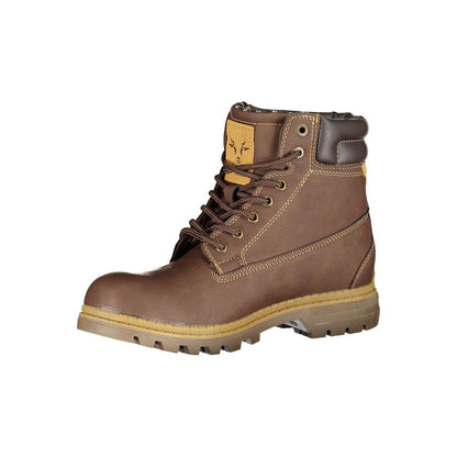 Brown Polyester Women Boot