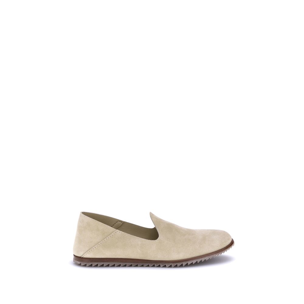 Beige Calf Leather Bos Taurus Slip-On Loafers